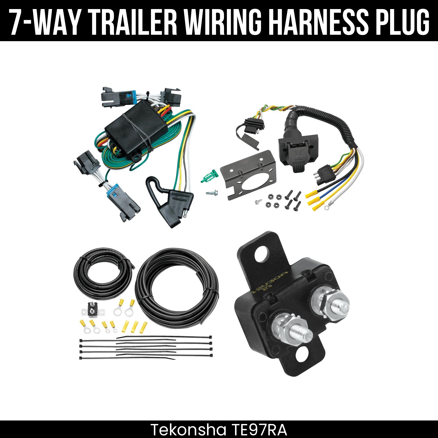 Trailer Wiring 7-Way Plug w/ Bracket