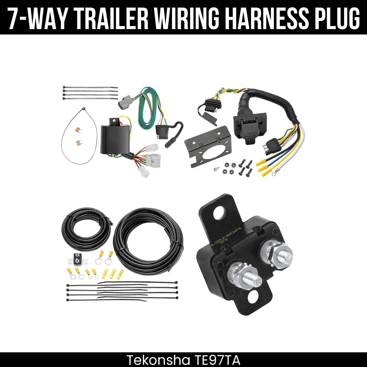 Trailer Wiring 7-Way Plug w/ Bracket