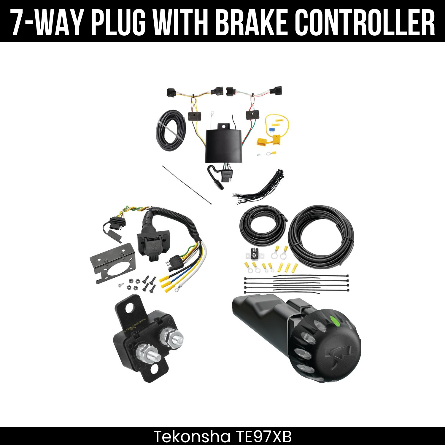 Trailer Wiring 7-Way Plug w/ Bracket , Tekonsha Voyager iD Smart Brake Control