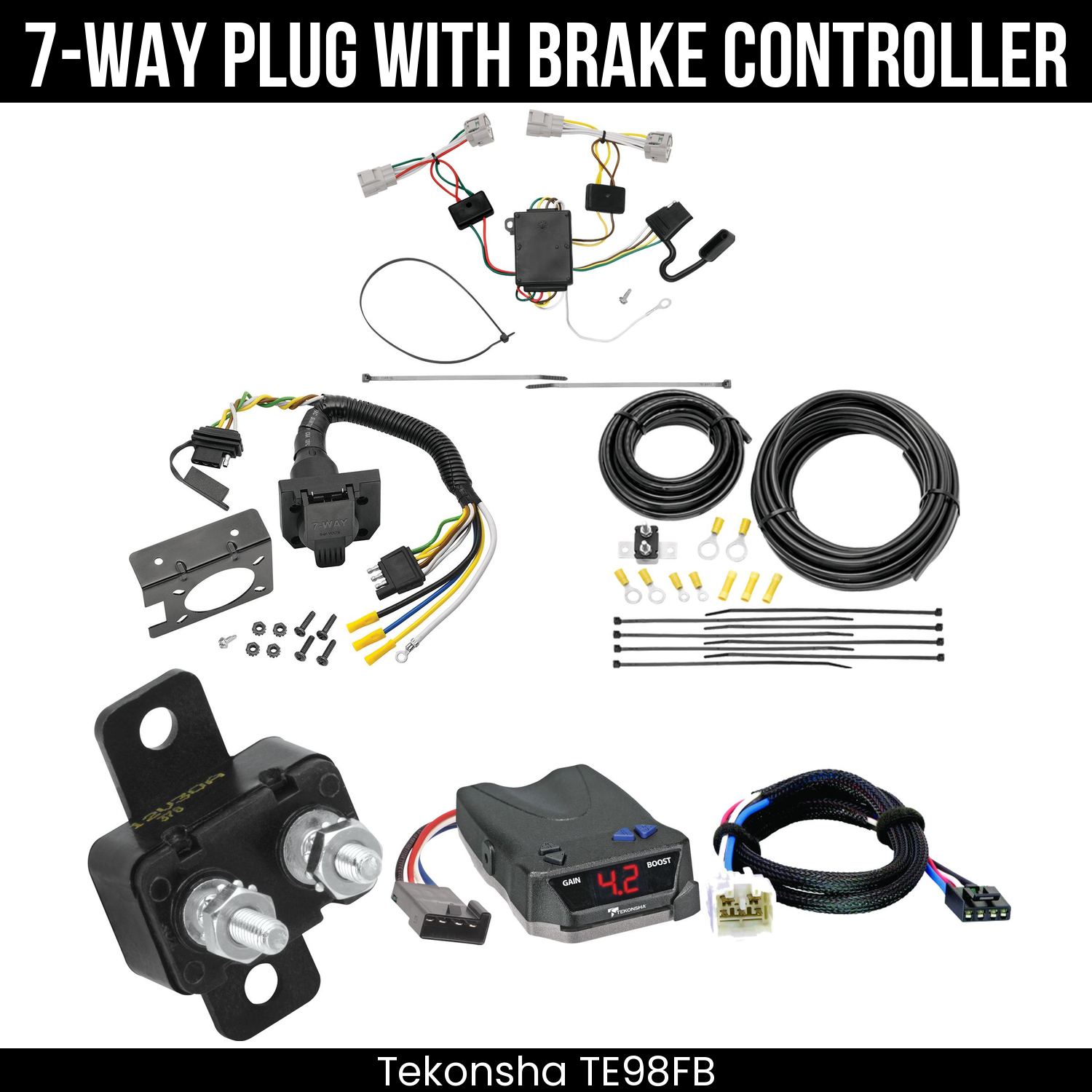 Trailer Wiring 7-Way Plug w/ Bracket , Tekonsha Brake EVN Control