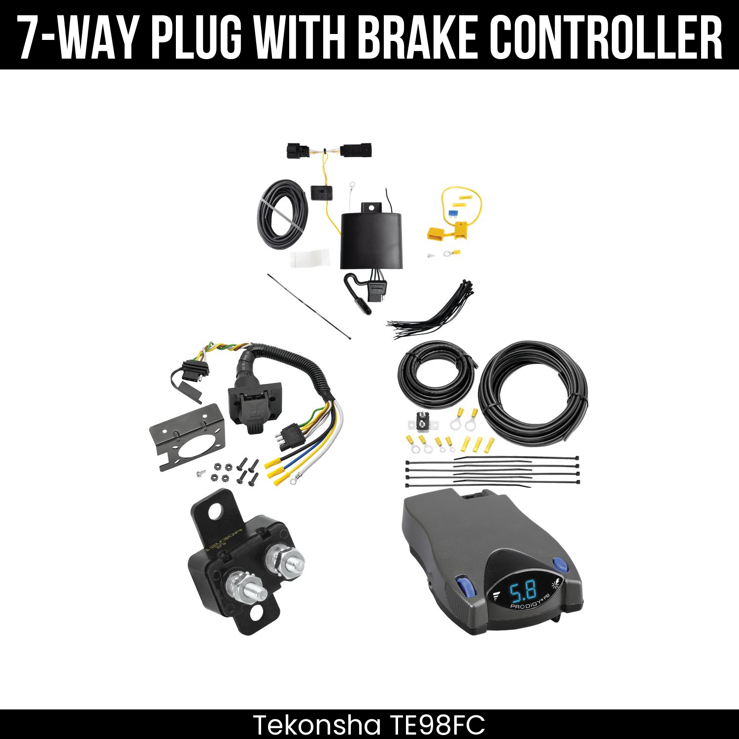 Trailer Wiring 7-Way Plug w/ Bracket , Tekonsha Prodigy P2 Brake Control