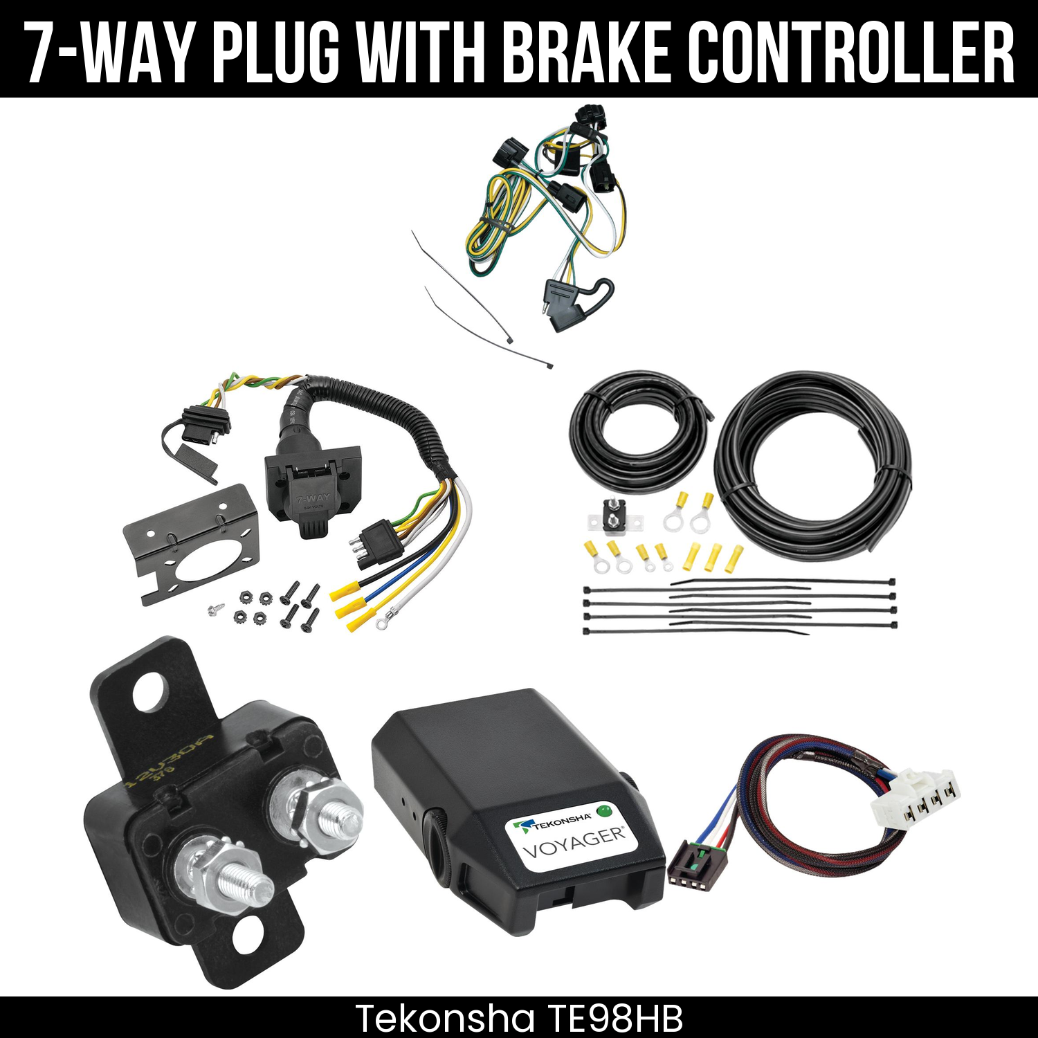 Trailer Wiring 7-Way Plug w/ Bracket , Tekonsha Voyager Brake Control