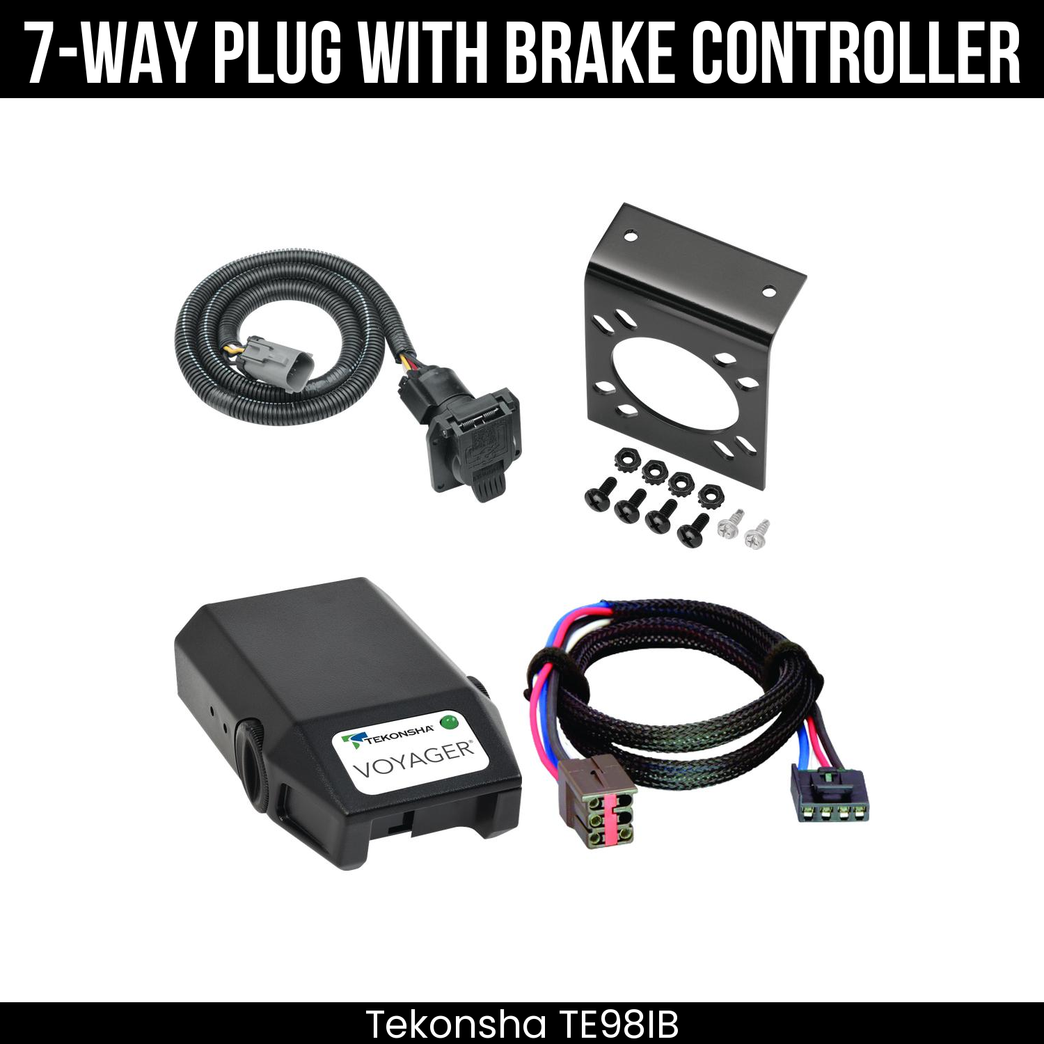 Trailer Wiring 7-Way Plug w/ Bracket , Tekonsha Voyager Brake Control