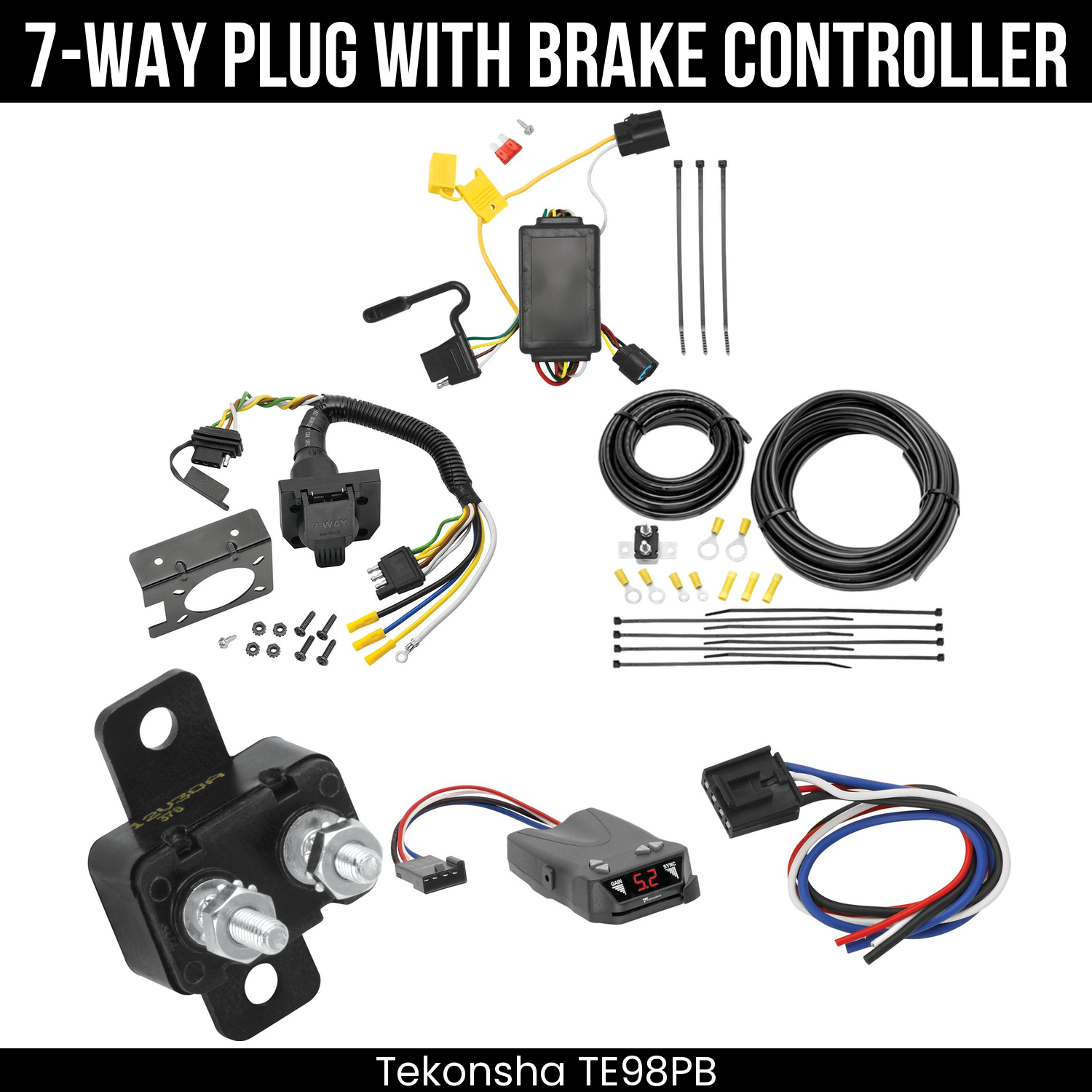 Trailer Wiring 7-Way Plug w/ Bracket , Tekonsha Brakeman IV Brake Control