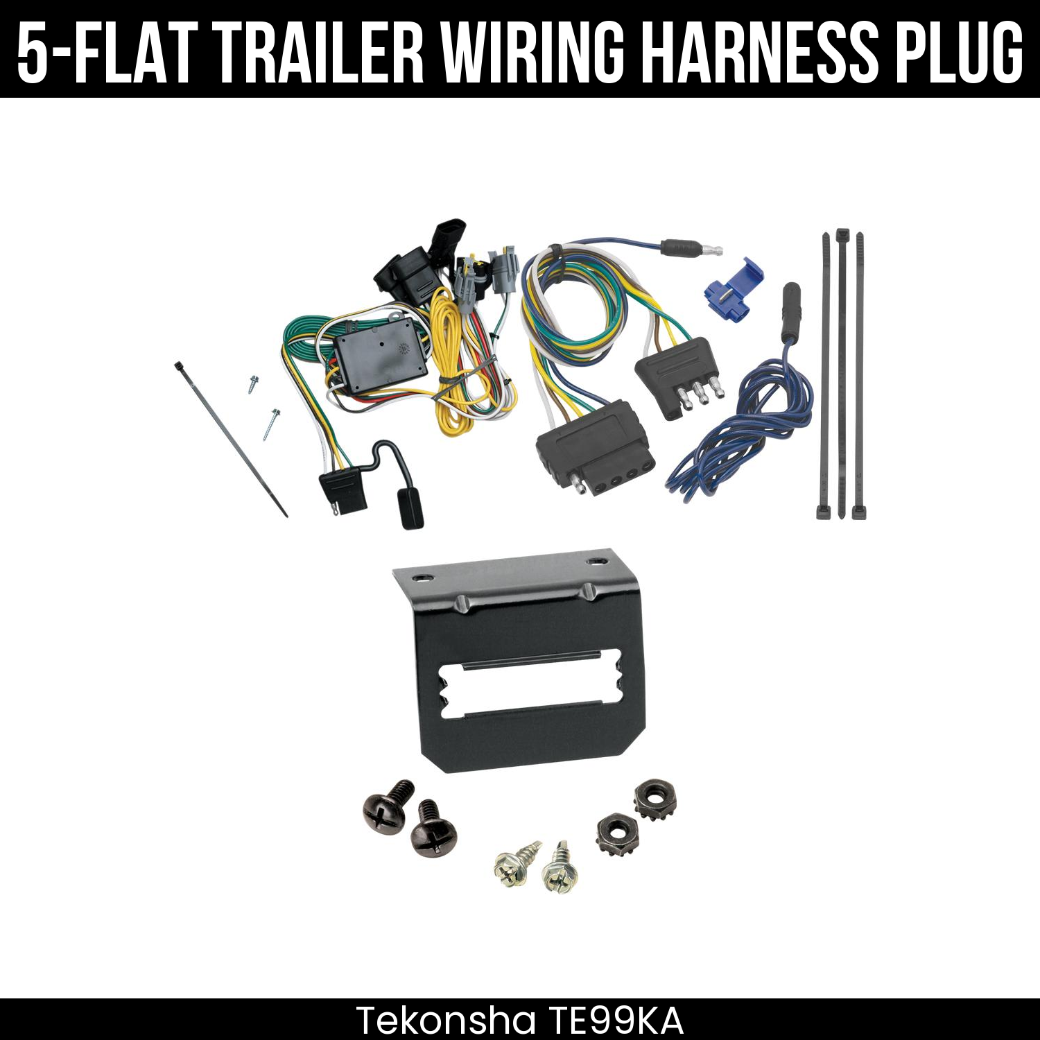 Trailer Wiring 5-Flat Plug w/ Bracket