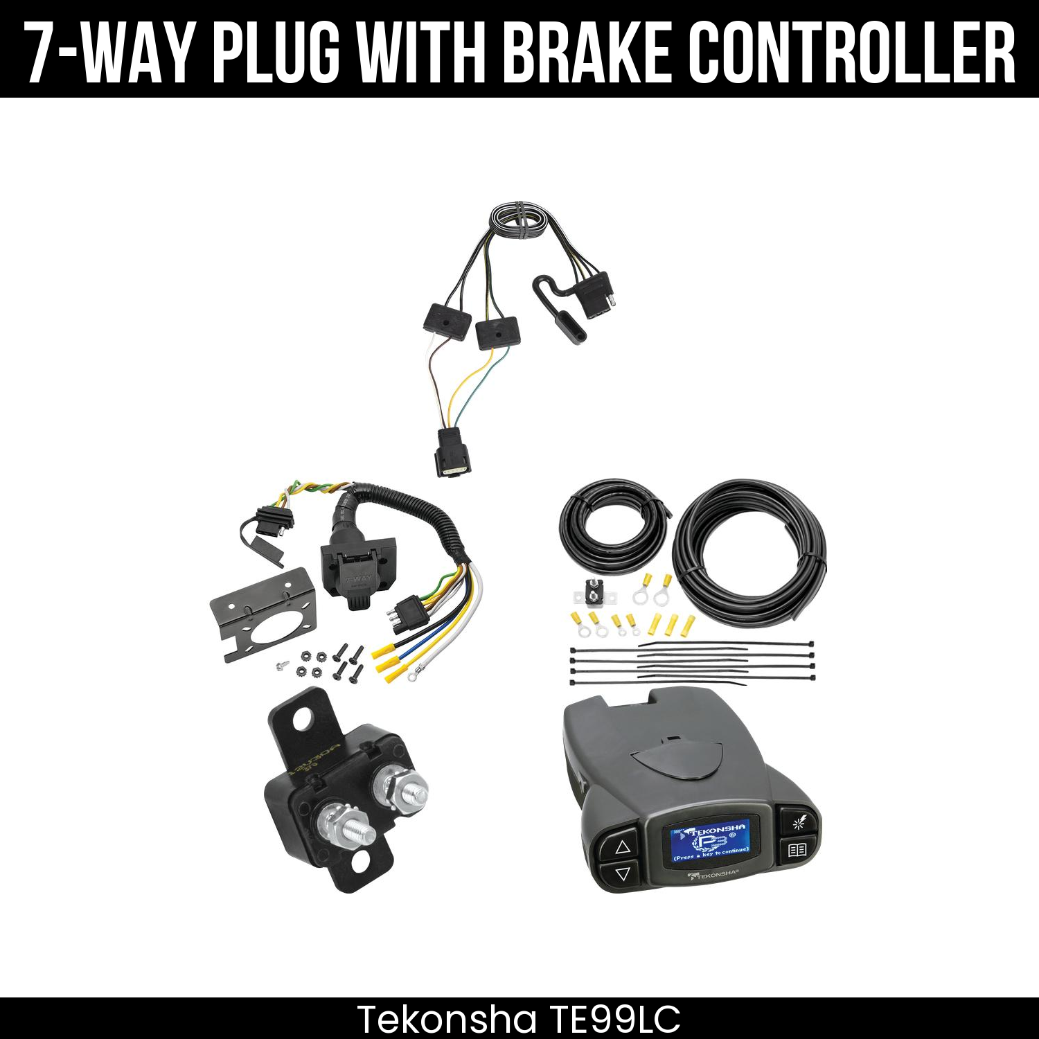 Trailer Wiring 7-Way Plug w/ Bracket , Tekonsha Prodigy P3 Brake Control