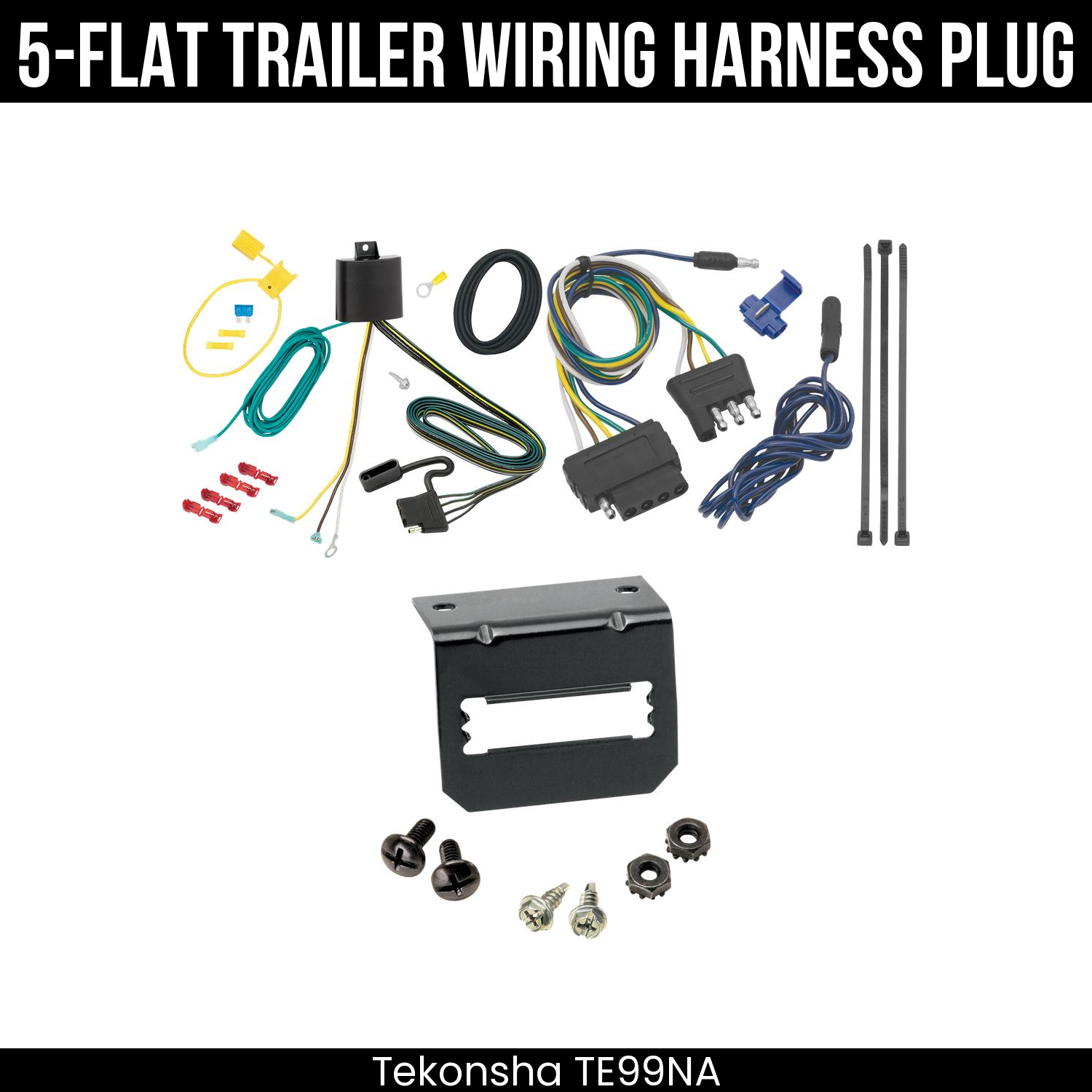 Trailer Wiring 5-Flat Plug w/ Bracket