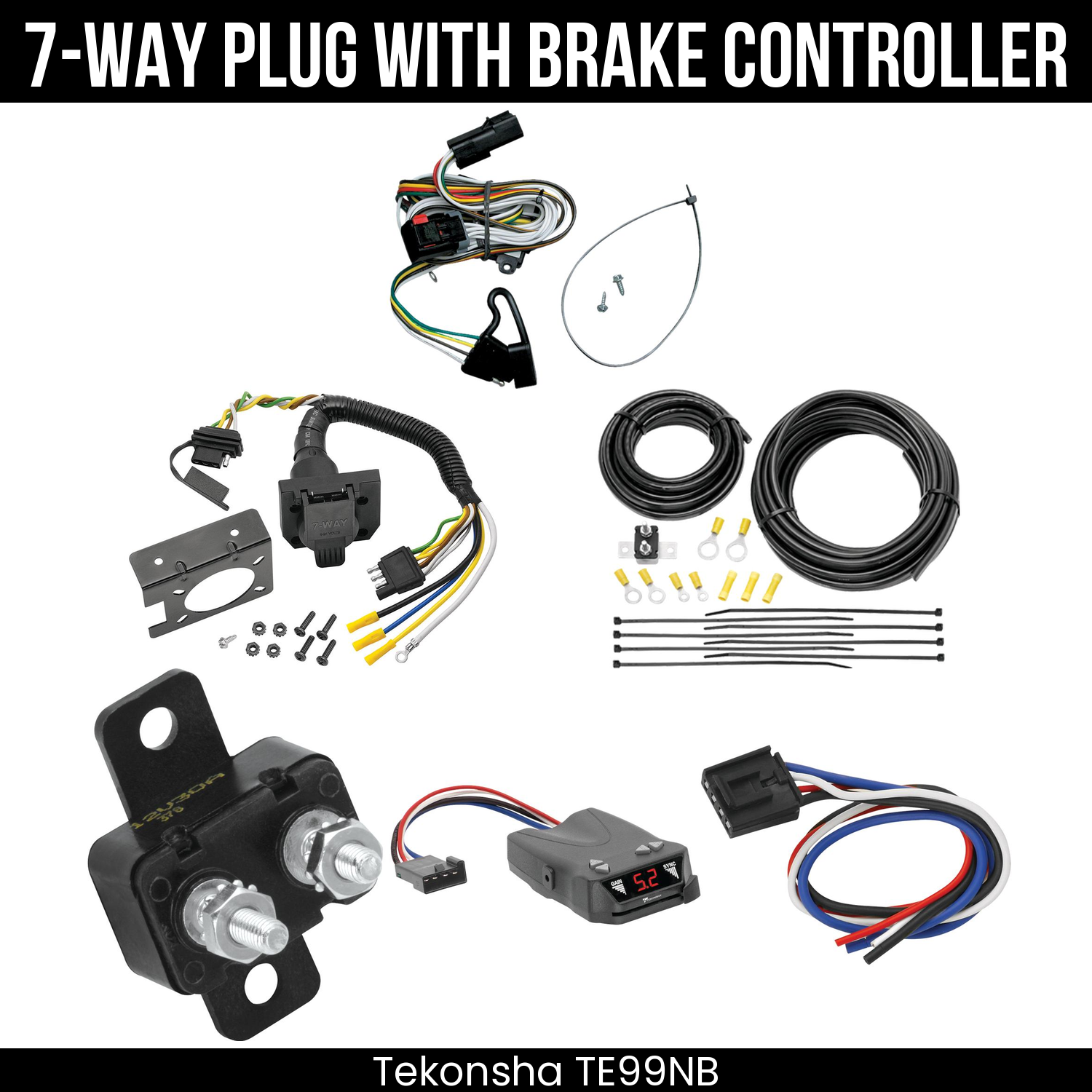 Trailer Wiring 7-Way Plug w/ Bracket , Tekonsha Brakeman IV Brake Control
