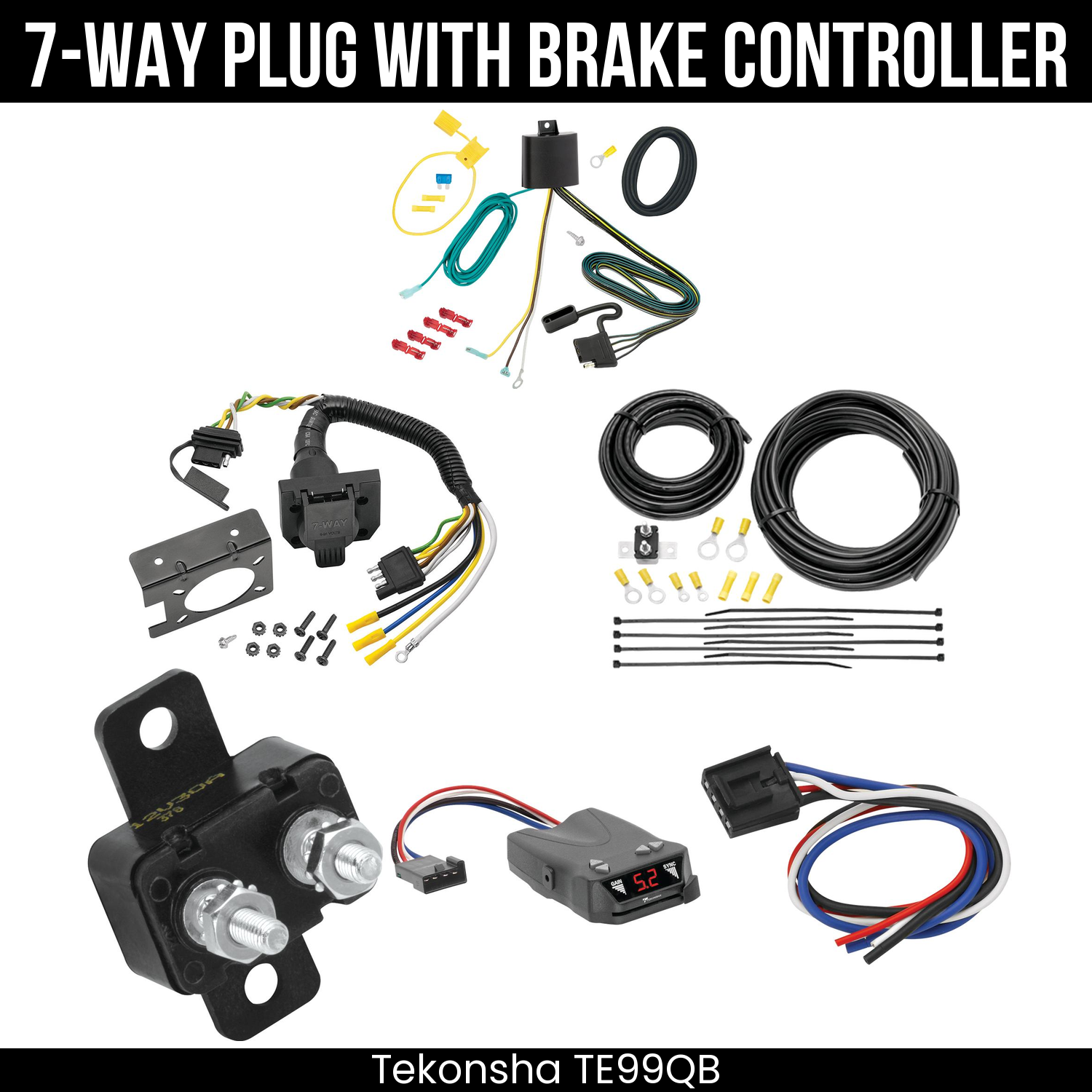 Trailer Wiring 7-Way Plug w/ Bracket , Tekonsha Brakeman IV Brake Control