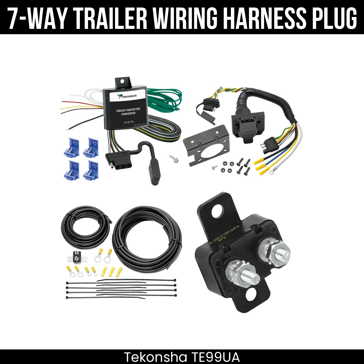 Trailer Wiring 7-Way Plug w/ Bracket